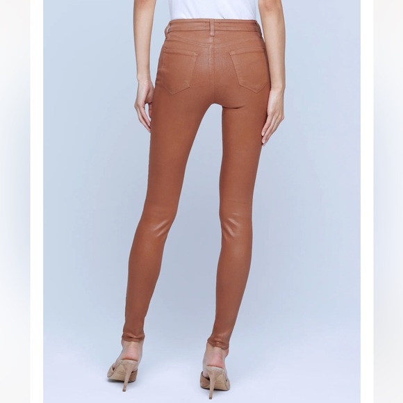 L’AGENCE Marguerite Skinny High Rise Hazelnut Coated Jeans Size 23 New - Picture 3 of 11